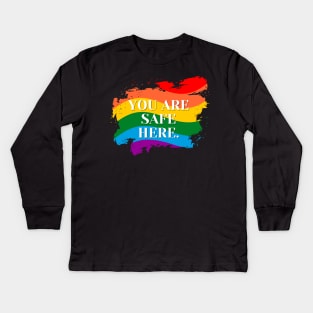 You Are Safe Here Paintbrush Kids Long Sleeve T-Shirt